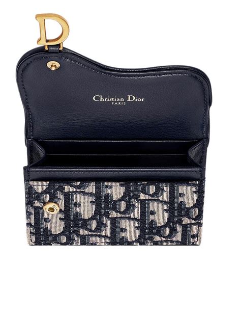 Saddle Card Holder Blue Dior Oblique Jacquard